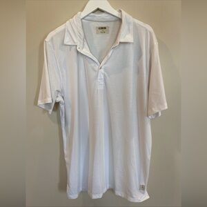 Linksoul Tempus Fugit Polo Shirt Mens XL White Printed Short Sleeve Golf Classic